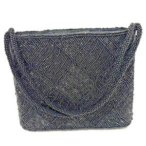 Vintage Y2K La Regale Black Beaded Evening Bag Dressy Top Handle Cocktails Purse